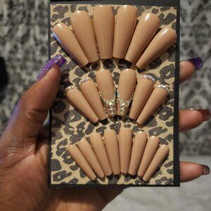 Bling Hand Painted Press On Nails